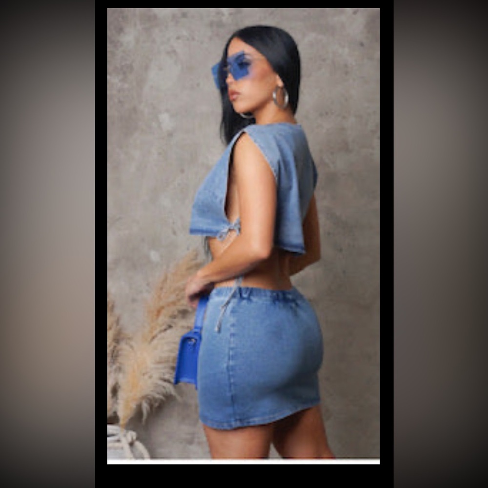 Destiny Denim jean skirt set